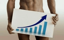 An increase in the penis